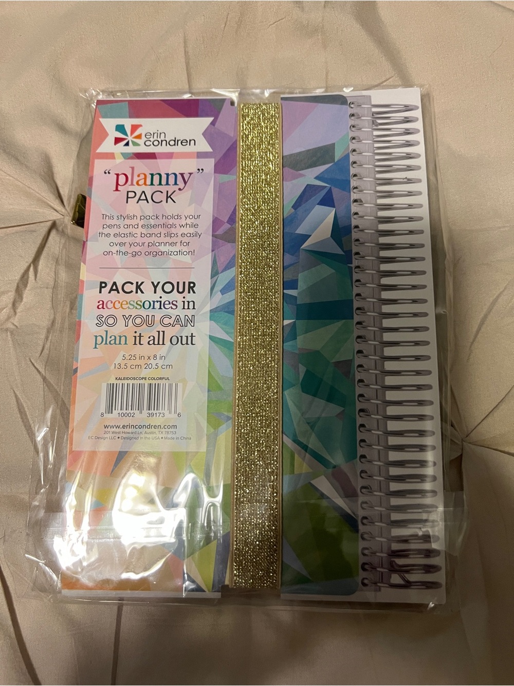 Erin Condren Multicolor Geometric Planny Pack with Gold Elastic